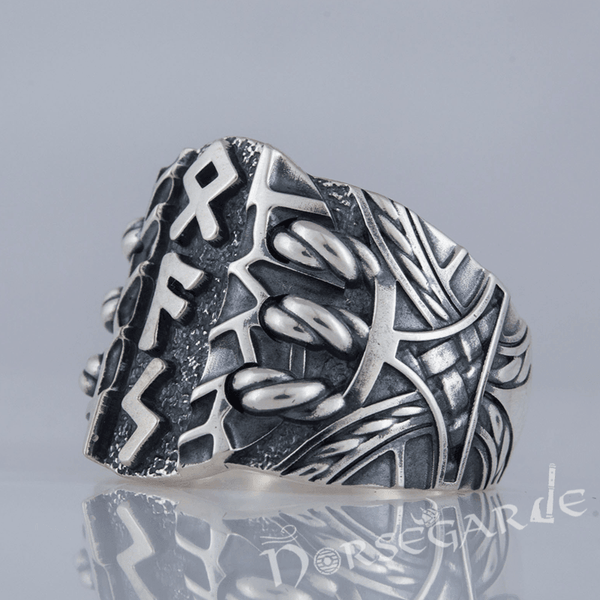 Handcrafted Stoic Runes Ring - Sterling Silver