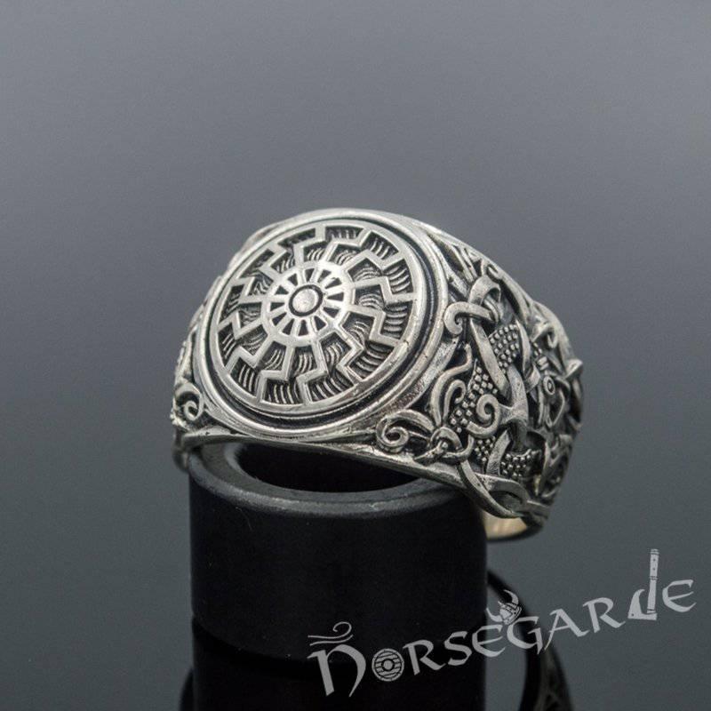 Handcrafted Sunwheel Mammen Style Ring - Sterling Silver - Norsegarde