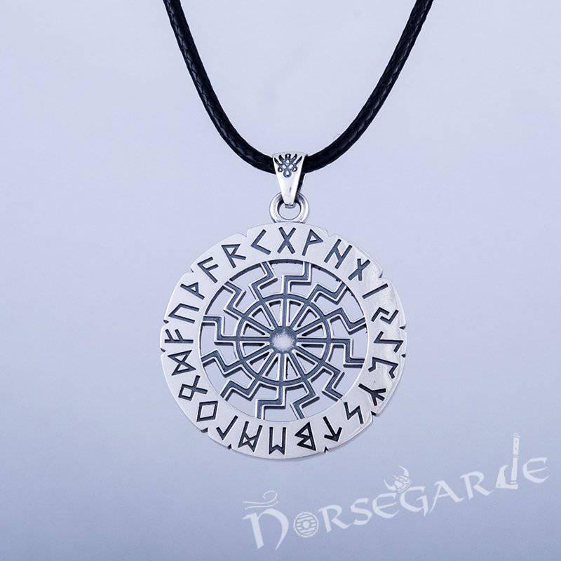 Handcrafted Sunwheel Runed Pendant - Sterling Silver - Norsegarde