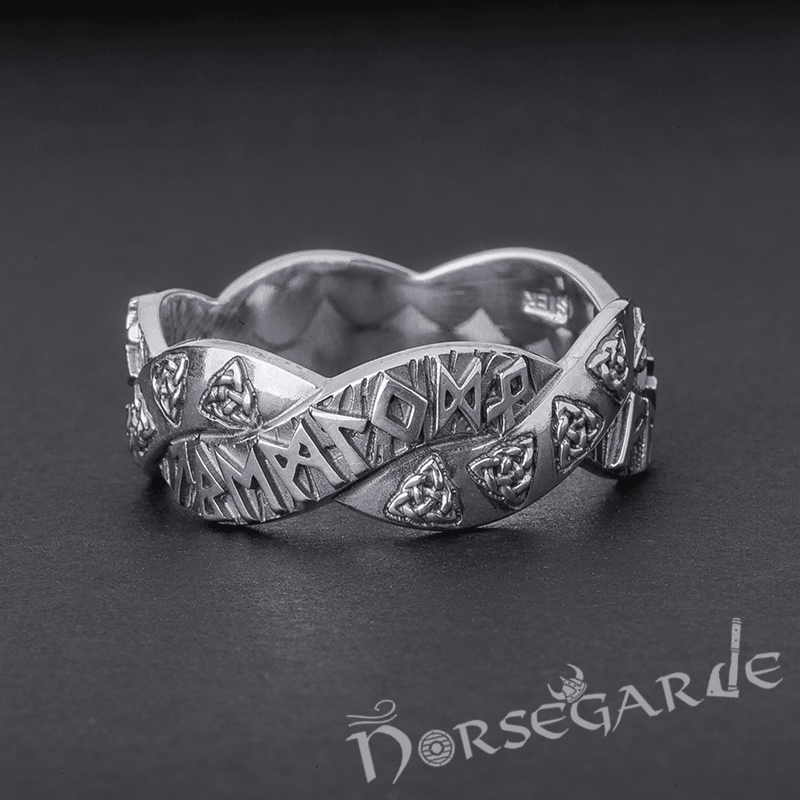 Handcrafted Twined Celtic Runes Band - Sterling Silver - Norsegarde
