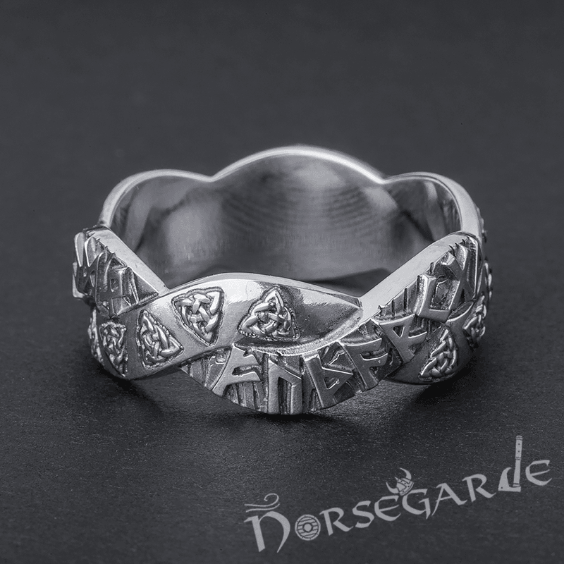 Handcrafted Twined Celtic Runes Band - Sterling Silver - Norsegarde