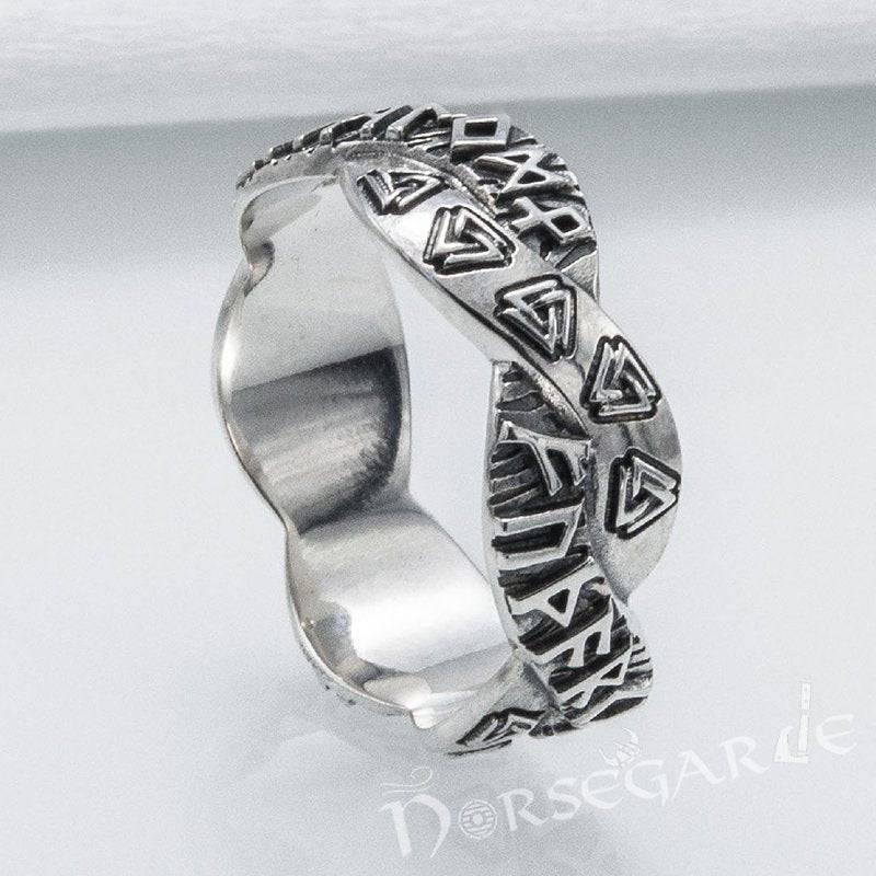 Handcrafted Twined Mystic Runes Band - Sterling Silver - Norsegarde