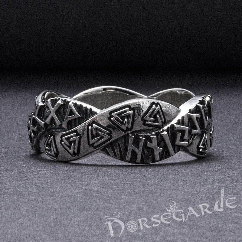 Handcrafted Twined Mystic Runes Band - Sterling Silver - Norsegarde