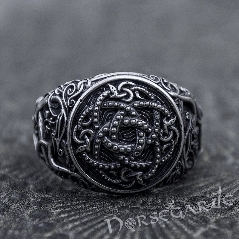 Handcrafted Urnes Style Jormungandr Ring - Sterling Silver - Norsegarde