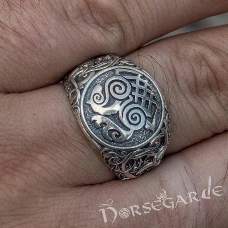 Handcrafted Urnes Style Sleipnir Ring - Sterling Silver - Norsegarde