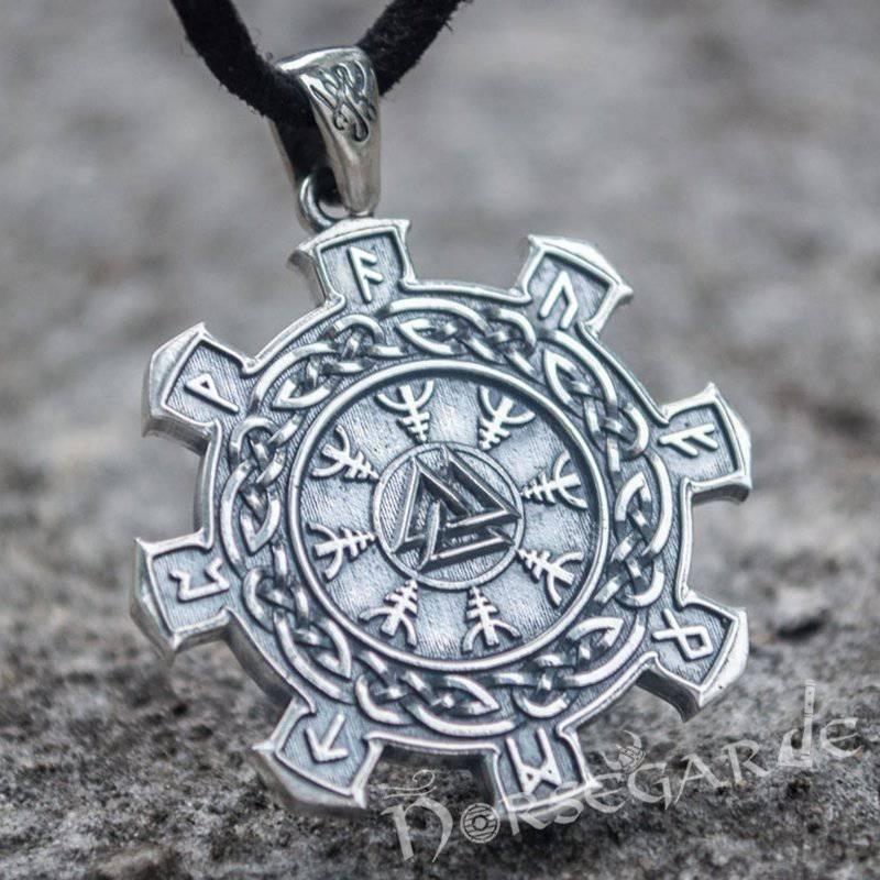 Handcrafted Valknut Compass Pendant - Sterling Silver - Norsegarde