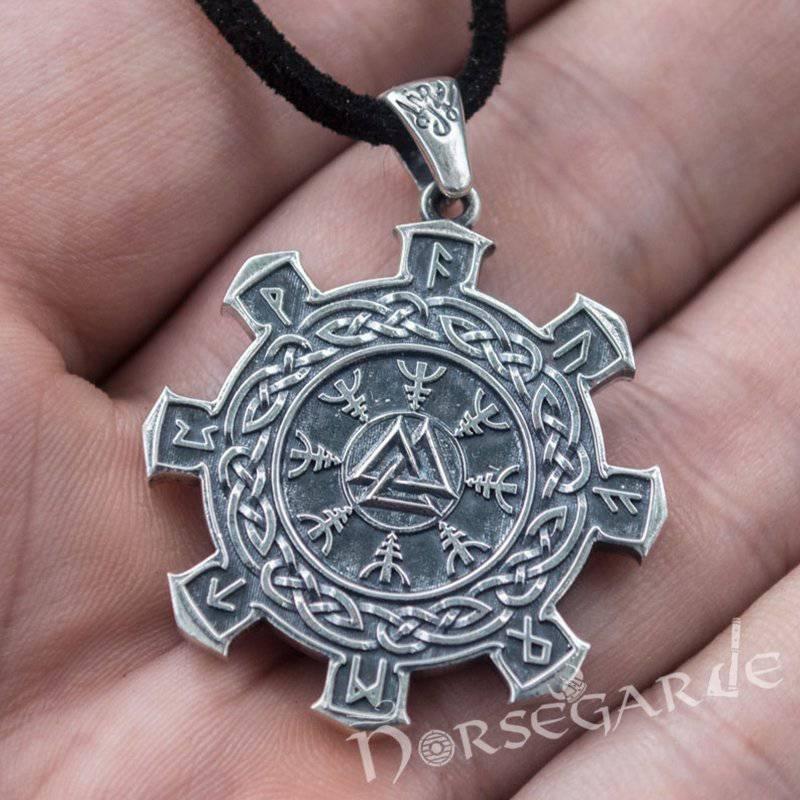 Handcrafted Valknut Compass Pendant - Sterling Silver - Norsegarde