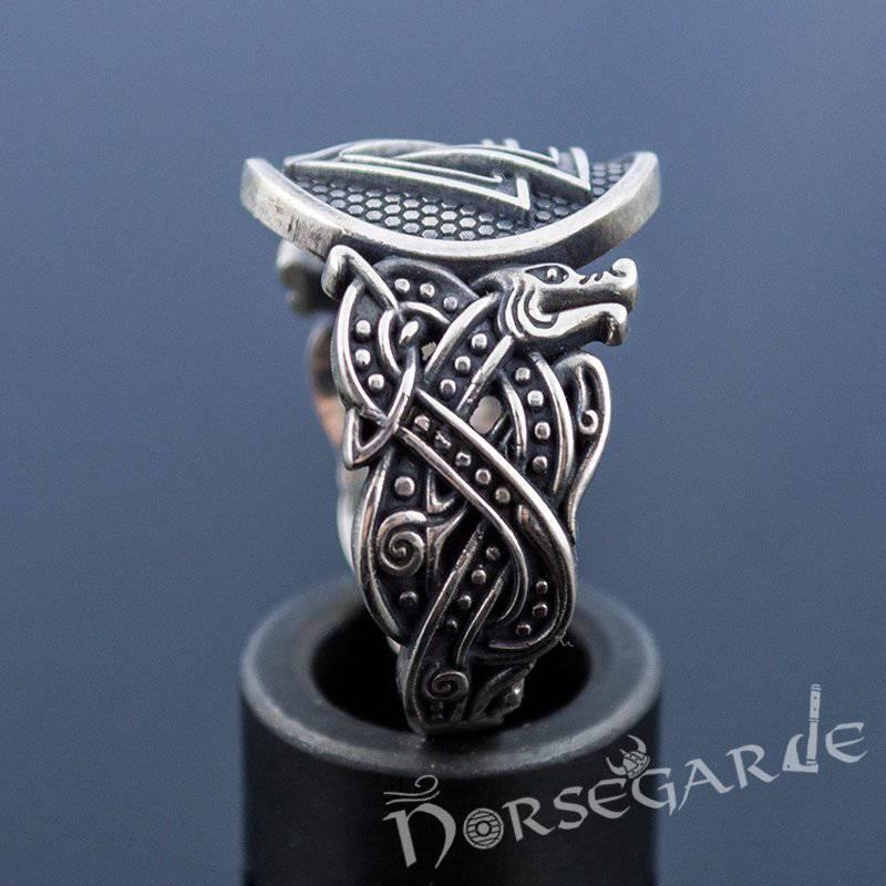 Handcrafted Valknut Jellinge Style Ring - Sterling Silver - Norsegarde