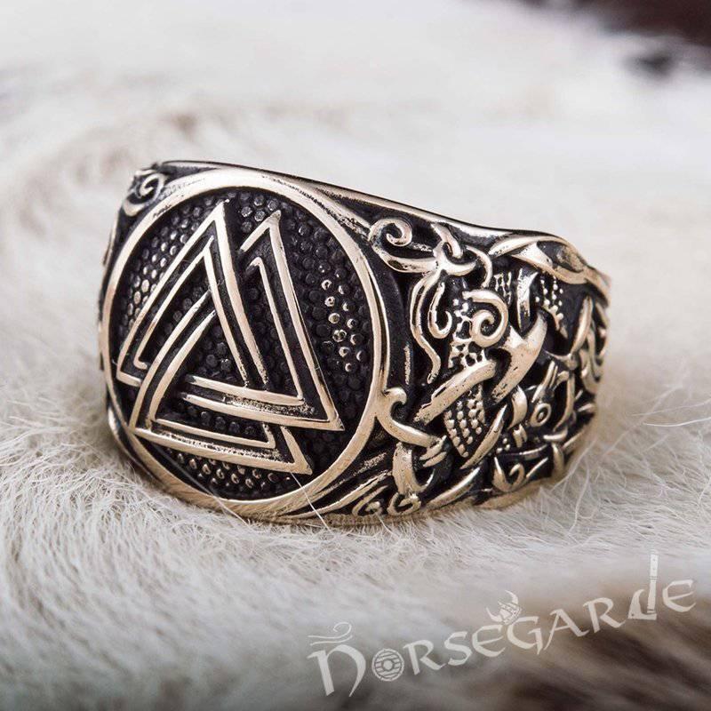 Handcrafted Valknut Mammen Style Ring - Bronze - Norsegarde