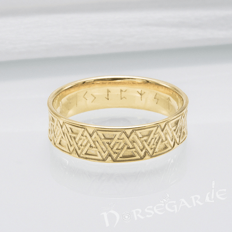 Handcrafted Valknut Pattern Band - Gold - Norsegarde