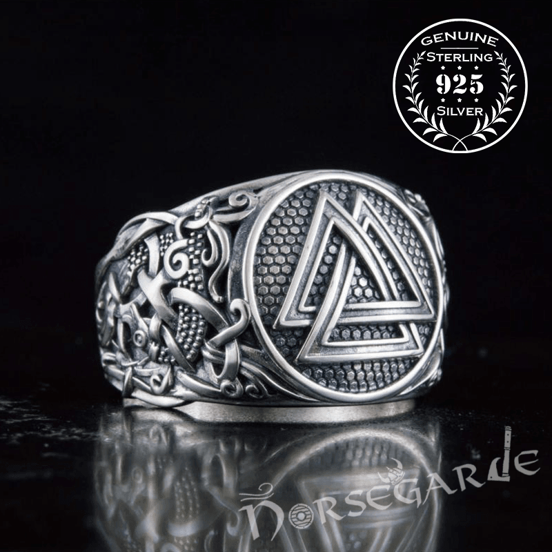 Viking Valknut Ring - STERLING SILVER Handmade Norse Mammen Signet