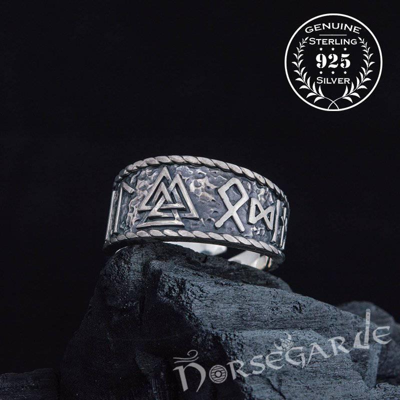 Handcrafted Valknut Runic Band - Sterling Silver - Norsegarde