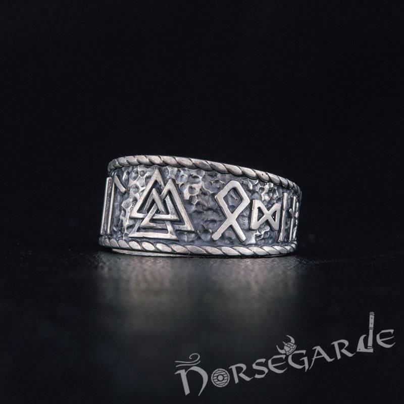 Handcrafted Valknut Runic Band - Sterling Silver - Norsegarde