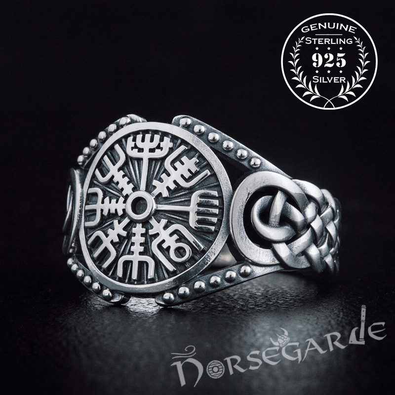 Handcrafted Vegvisir Braid Ornament Ring - Sterling Silver - Norsegarde