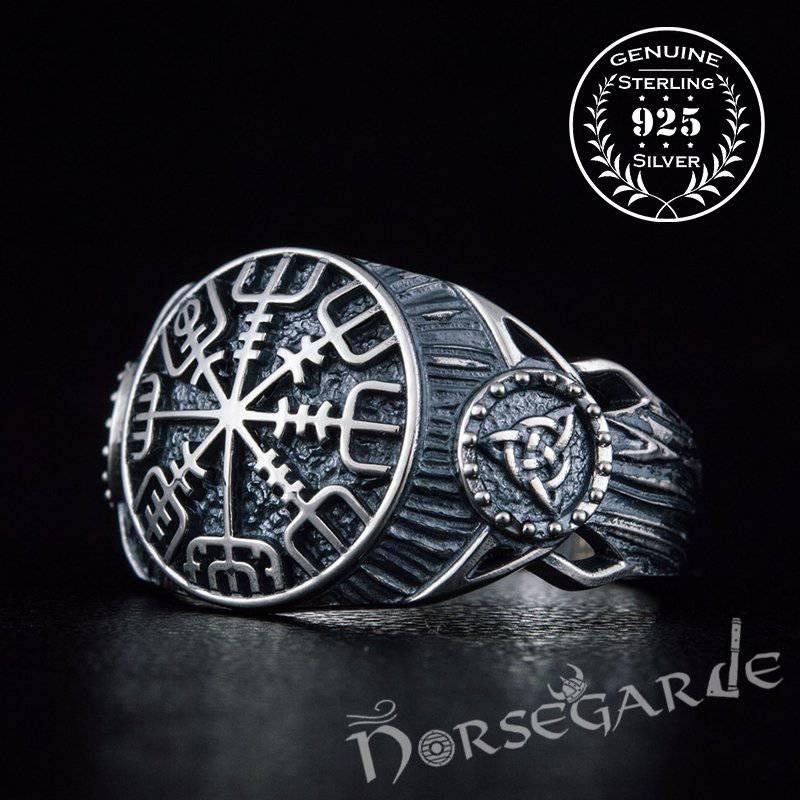 Handcrafted Vegvisir Druid Signet Ring - Sterling Silver - Norsegarde