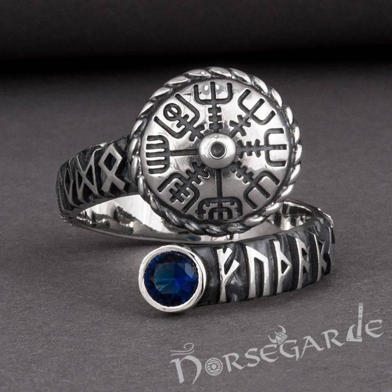 Handcrafted Vegvisir Ouroboros Band - Sterling Silver - Norsegarde