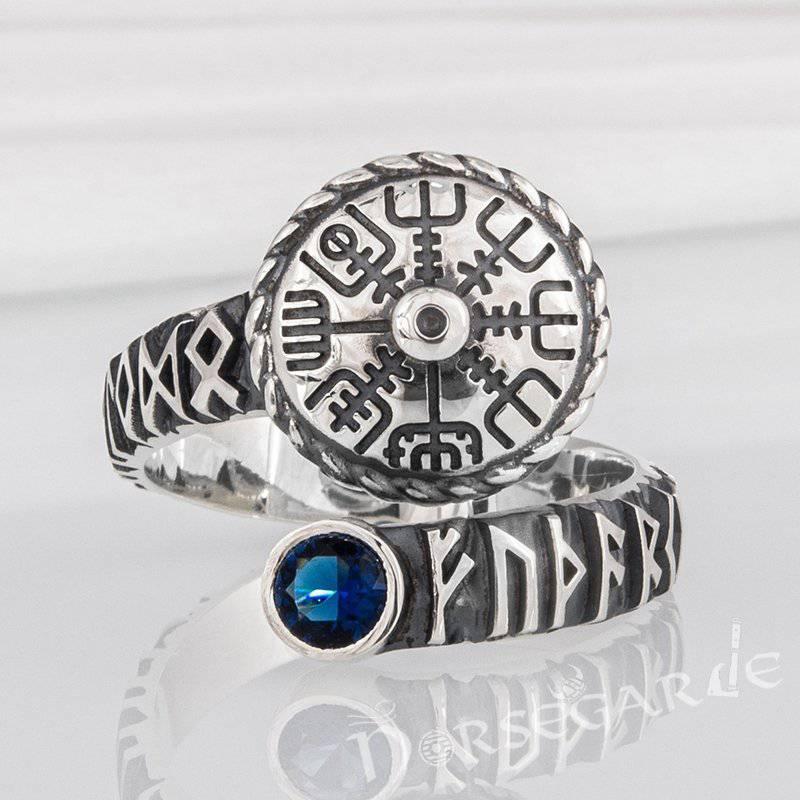 Handcrafted Vegvisir Ouroboros Band - Sterling Silver - Norsegarde