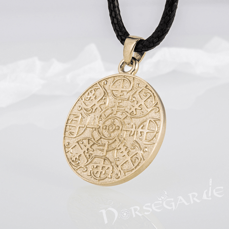 Handcrafted Vegvisir Rune Amulet - Viking Gold Pendant | Norsegarde