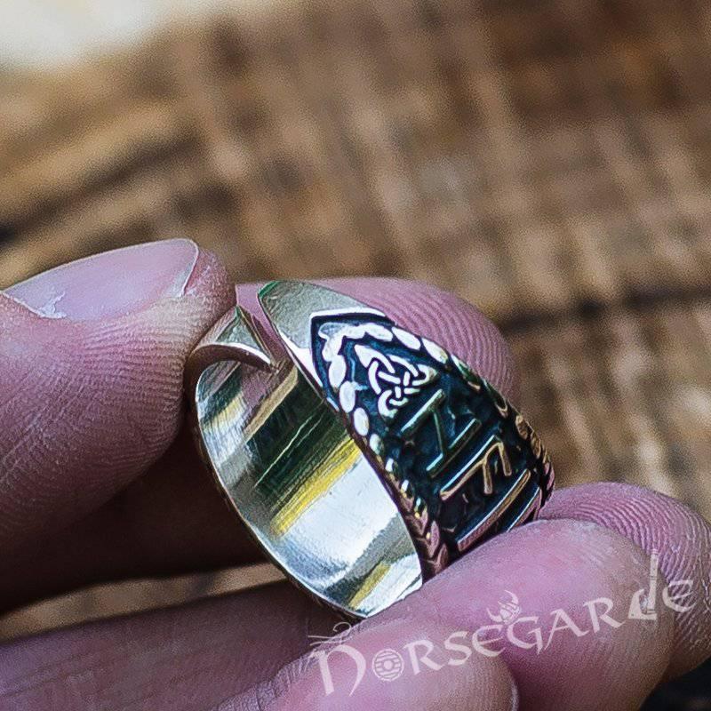 Handcrafted Vegvisir Runic Signet Ring - Sterling Silver - Norsegarde