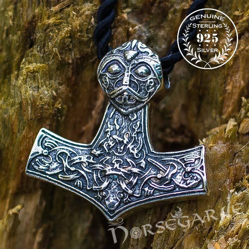 Handcrafted Viking Art Ornamental Mjölnir - Sterling Silver - Norsegarde