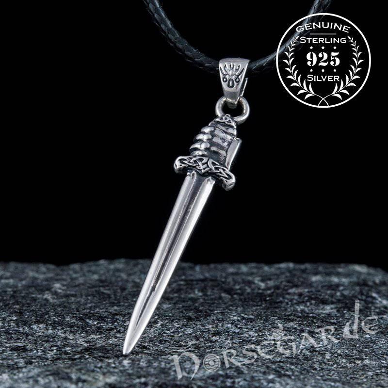 Handcrafted Viking Hand and Sword Pendant - Sterling Silver - Norsegarde