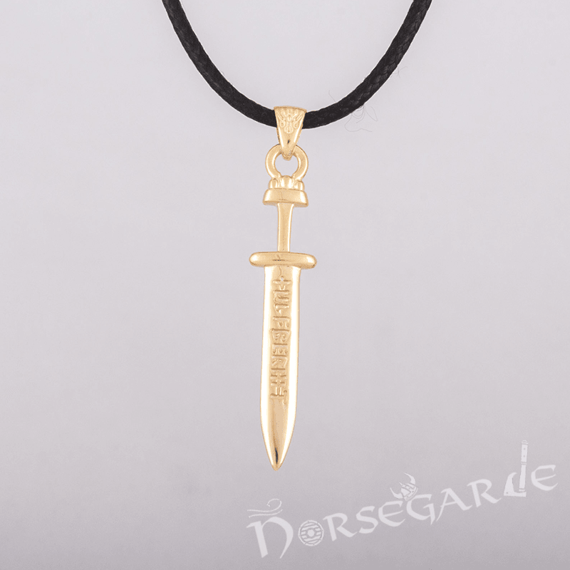 Handcrafted Viking Rune Sword Pendant - Gold - Norsegarde