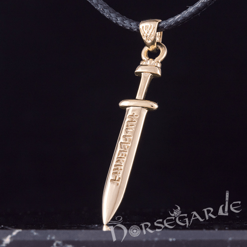 Handcrafted Viking Rune Sword Pendant - Gold - Norsegarde