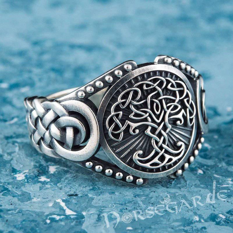 Handcrafted Yggdrasil Braid Ornament Ring - Sterling Silver - Norsegarde