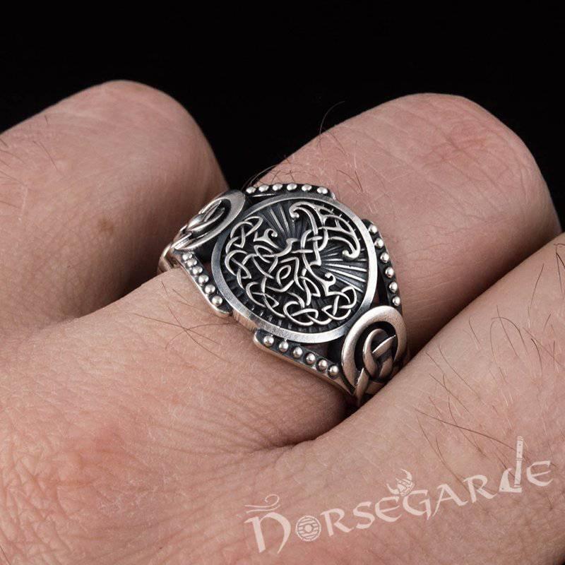 Handcrafted Yggdrasil Braid Ornament Ring - Sterling Silver - Norsegarde