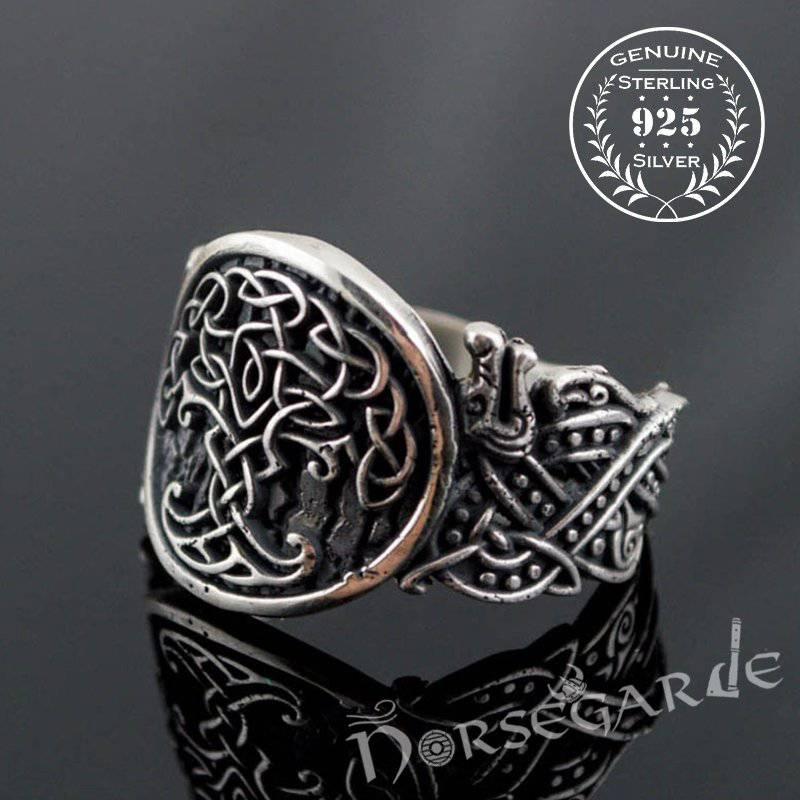 Handcrafted Yggdrasil Jellinge Style Ring - Sterling Silver - Norsegarde