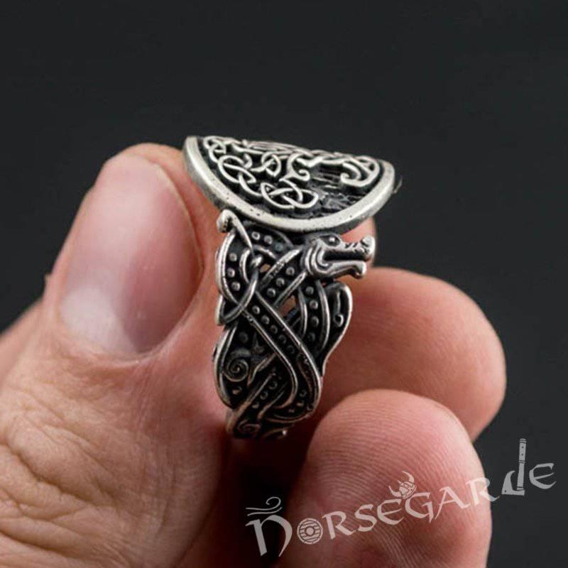 Handcrafted Yggdrasil Jellinge Style Ring - Sterling Silver - Norsegarde
