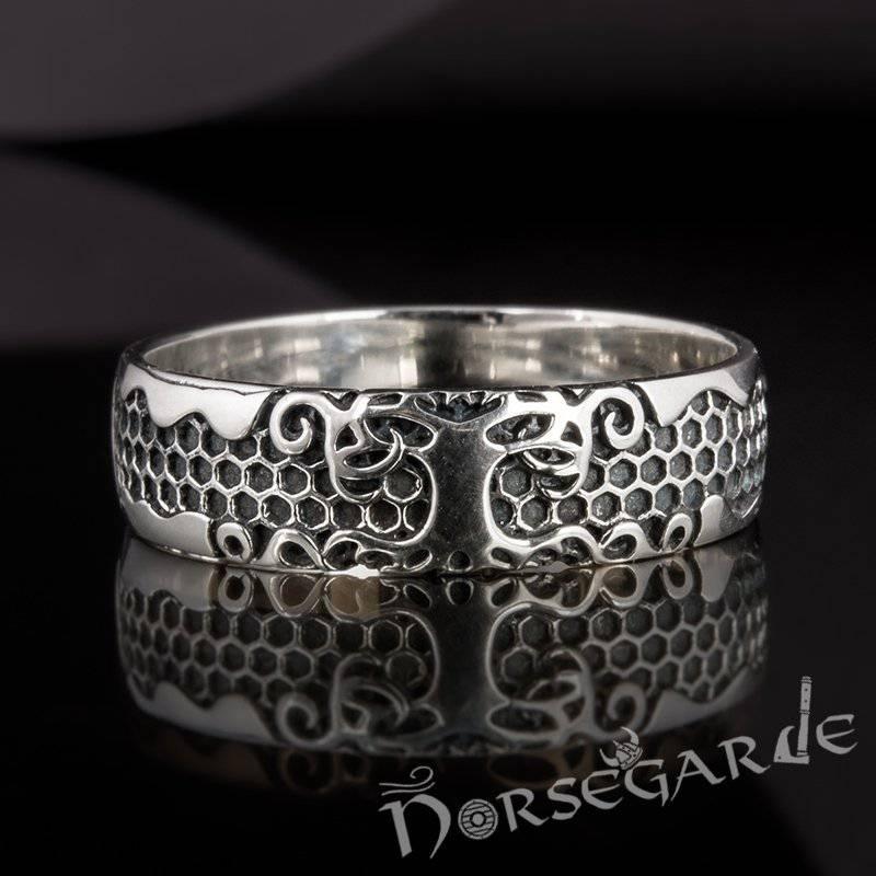 Handcrafted Yggdrasil Patterned Band - Sterling Silver - Norsegarde