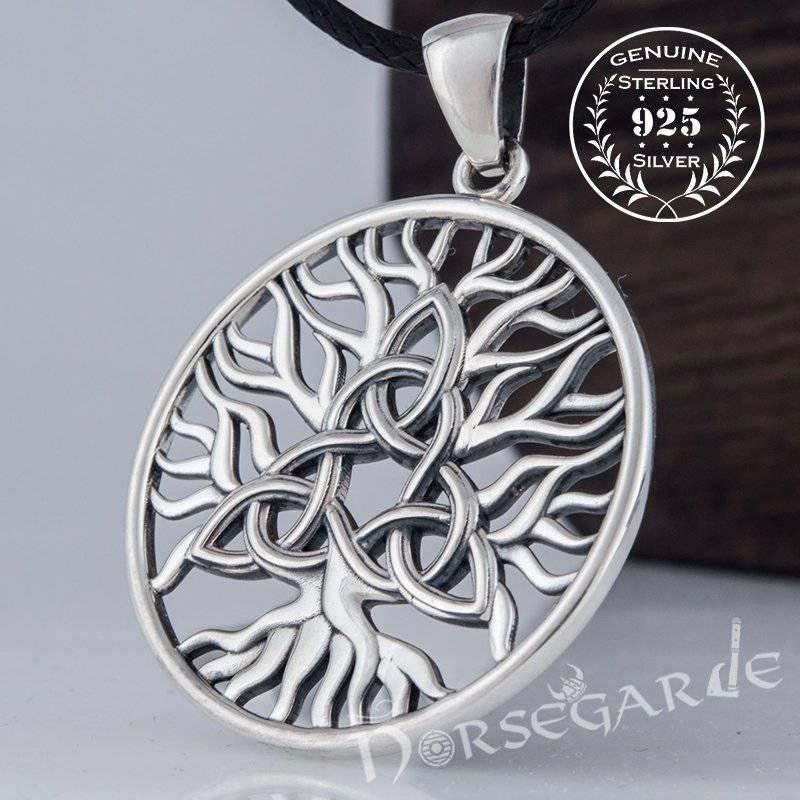 Handcrafted Yggdrasil Triquetra Pendant - Sterling Silver - Norsegarde