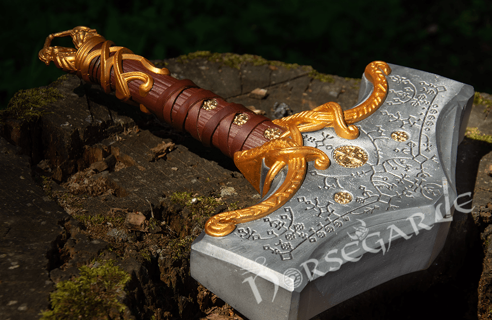 Handforged Ragnarok Mjolnir Replica - Gold Trim - Norsegarde