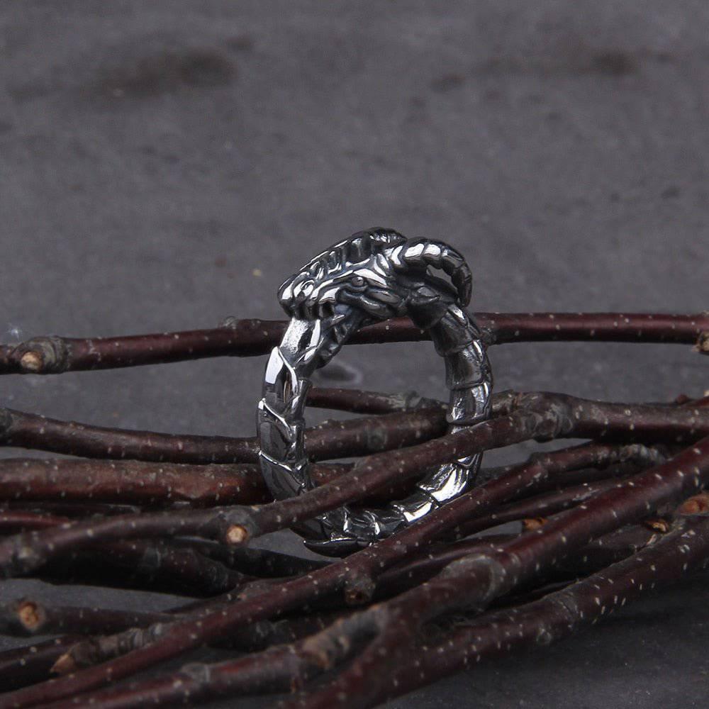 Jormungandr Ouroboros Ring and Pendant - Stainless Steel - Norsegarde