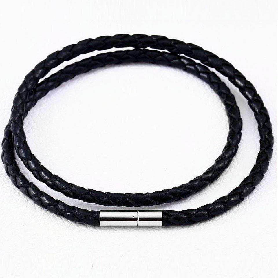 Leather Necklace with Stainless Steel Buckle - Norsegarde