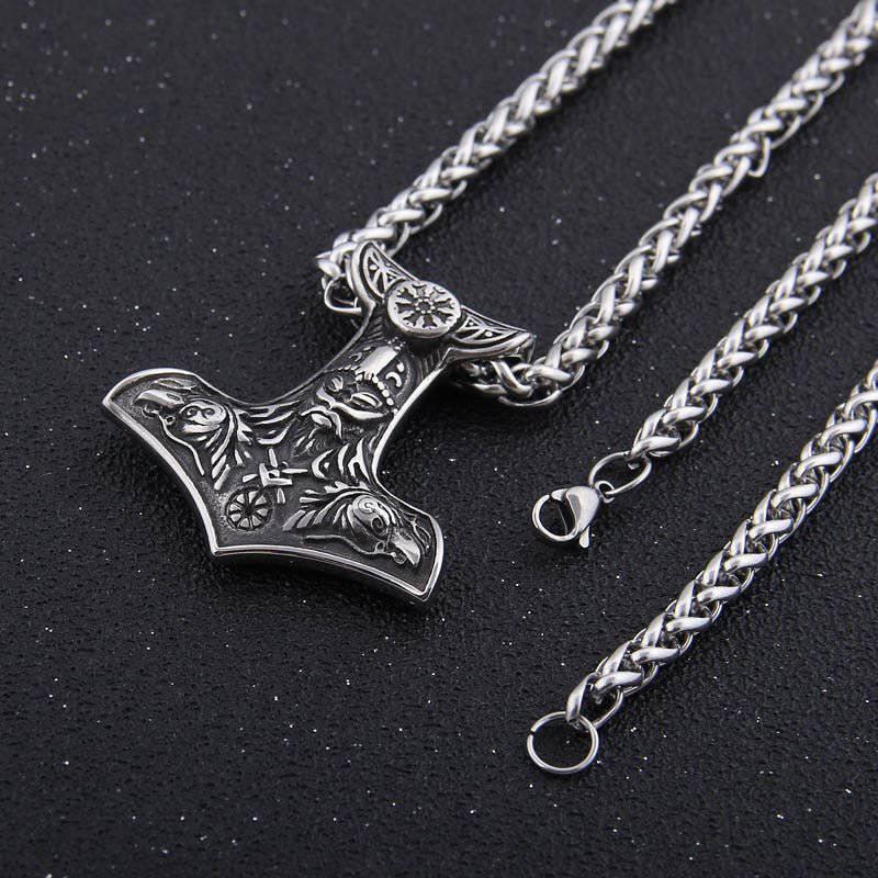 Thor's Hammer Necklace in Steel or Gold and Steel | Viking Warrior Co