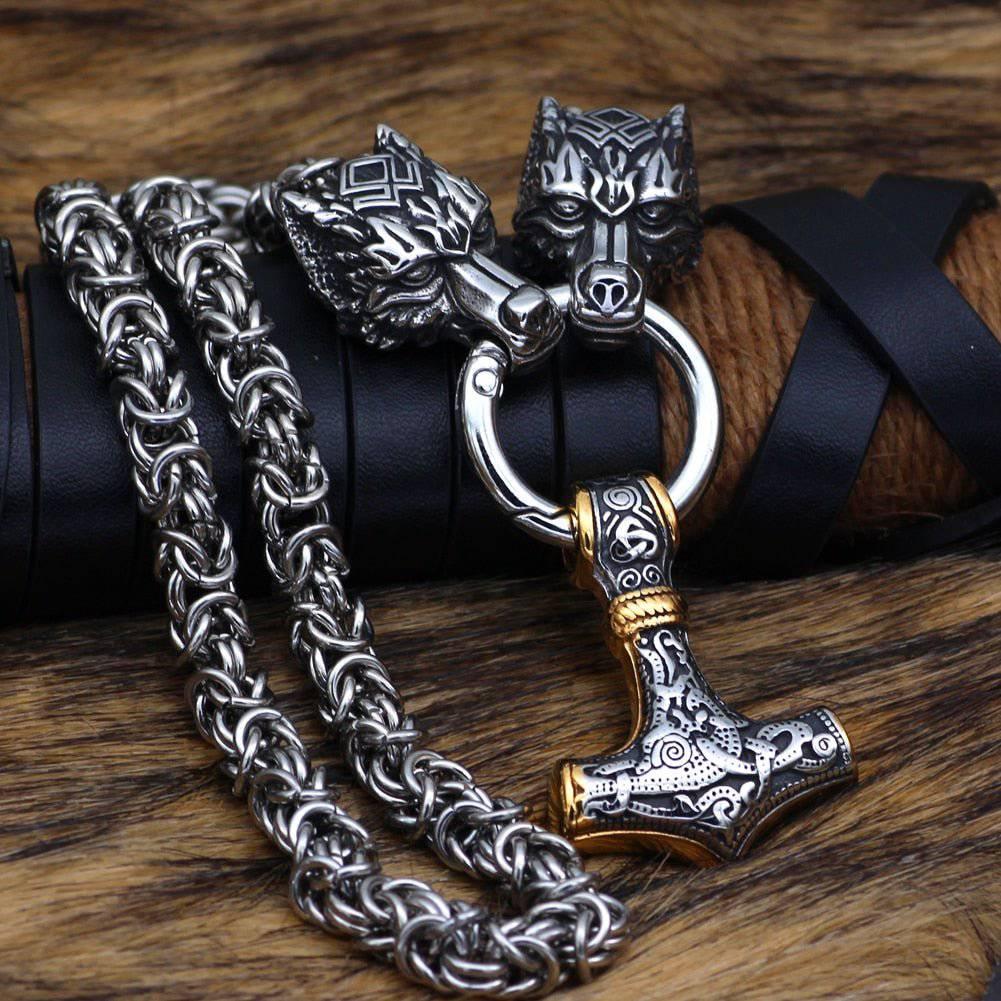 Odal Rune Wolf's Bite King's Chain - Stainless Steel - Norsegarde