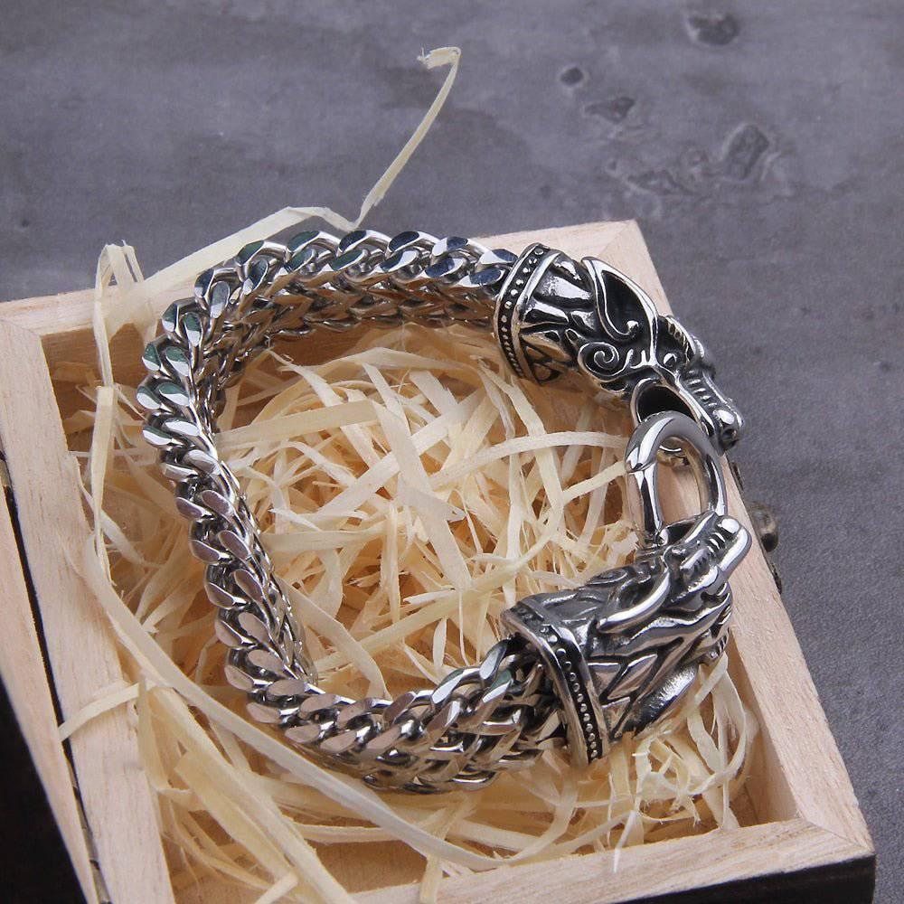 Odin's Wolf Bite Heavy Chain Bracelet - Stainless Steel - Norsegarde