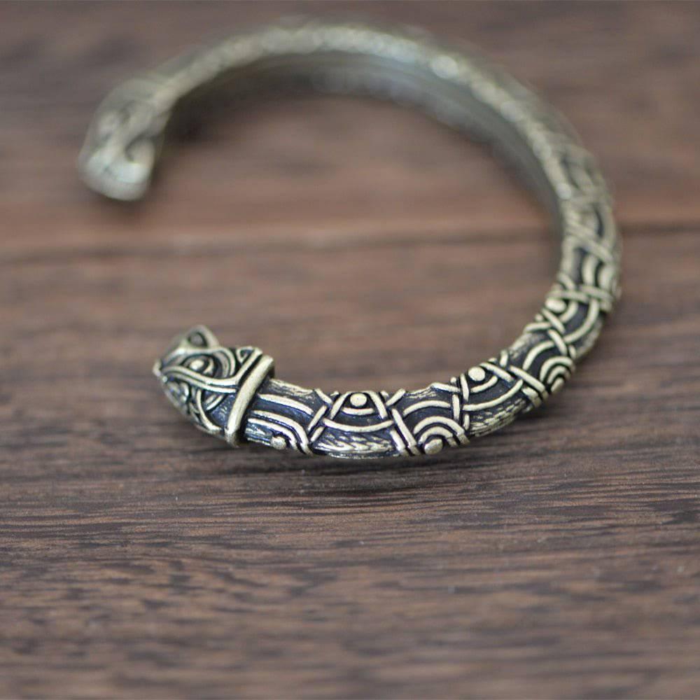 Ornamental Celtic Raven Torc Bracelet - Norsegarde