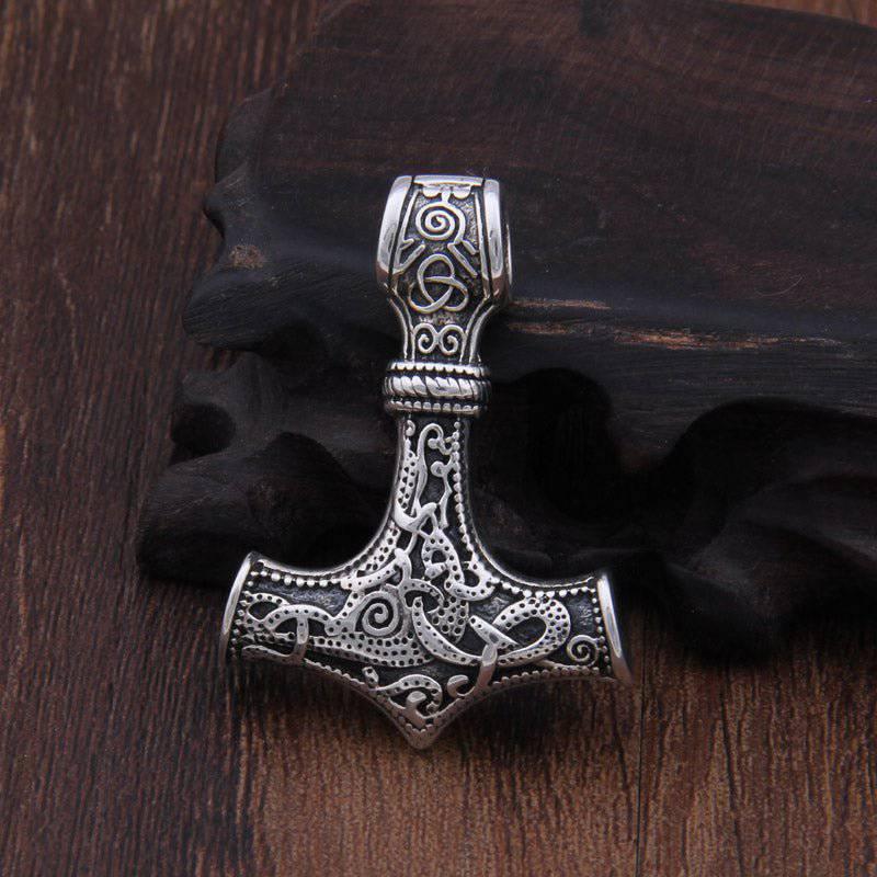 Ornamental Mjölnir Amulet - Sterling Silver - Norsegarde