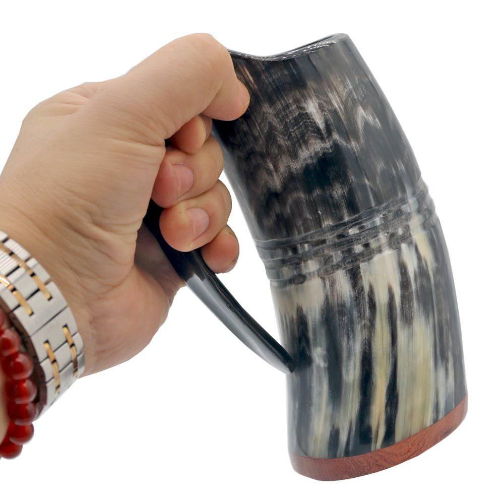 Redwood Base Drinking Horn Mug with Stripes - Norsegarde