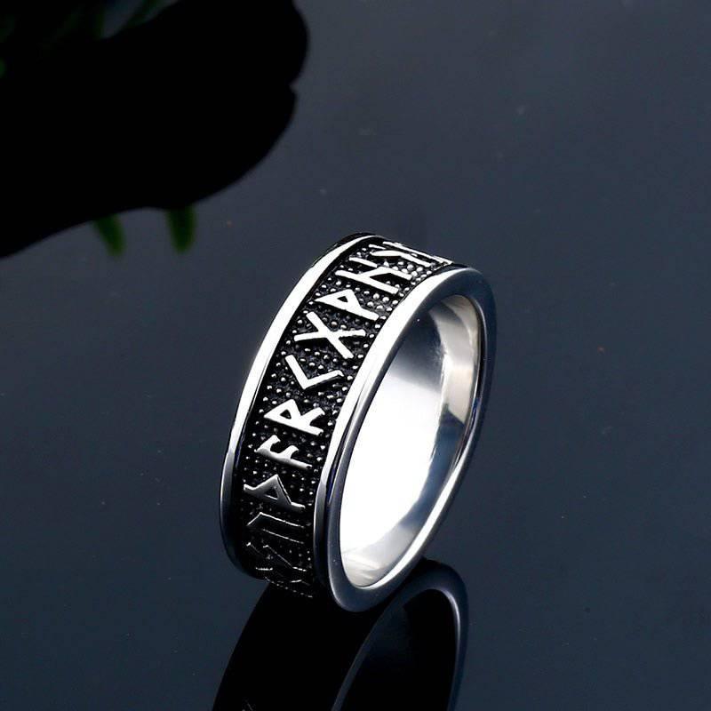 Viking Ring with Runes - Textured Band with Norse Runes | Norsegarde