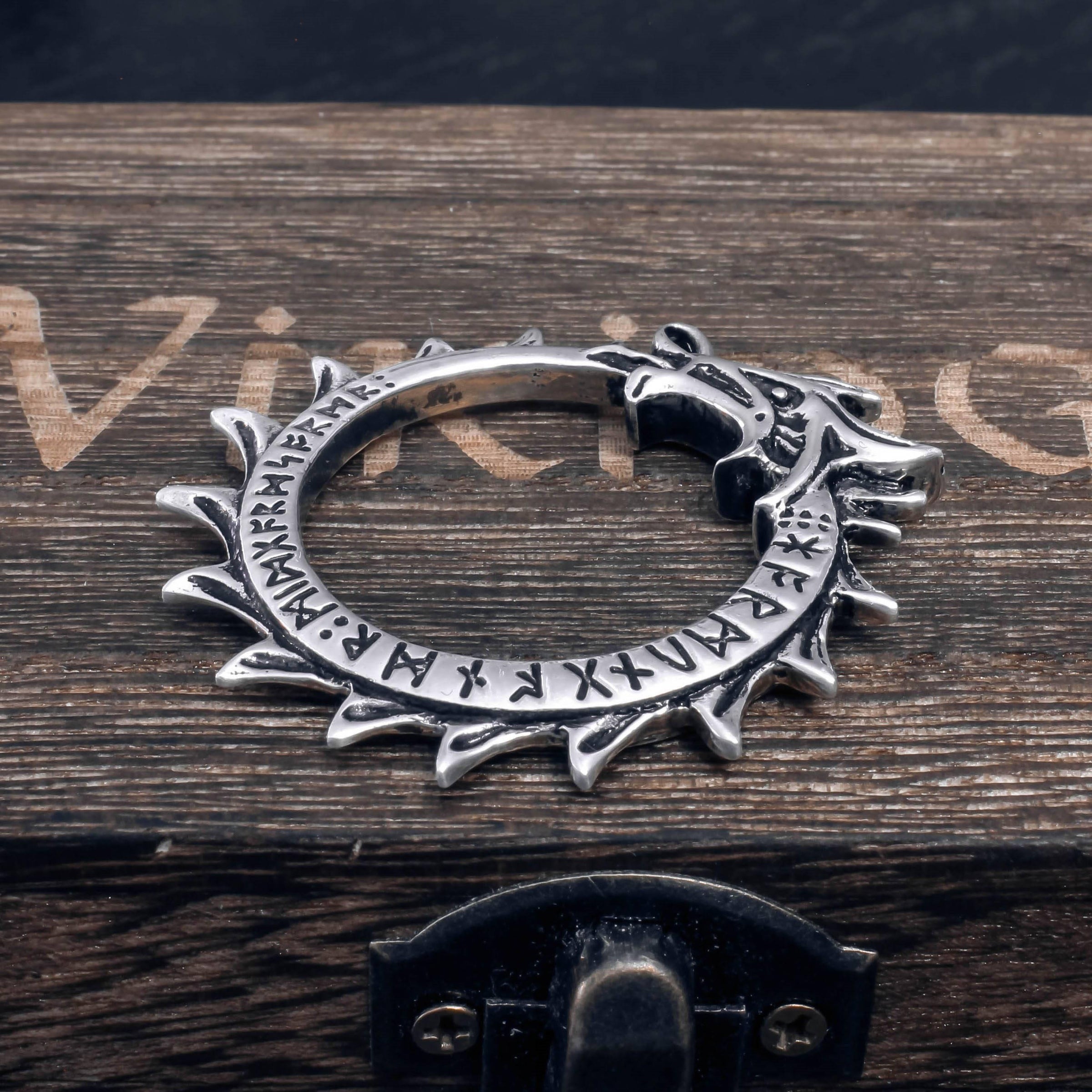 Serpent Jormungandr Rune Pendant - Norse Viking Amulet & Necklace