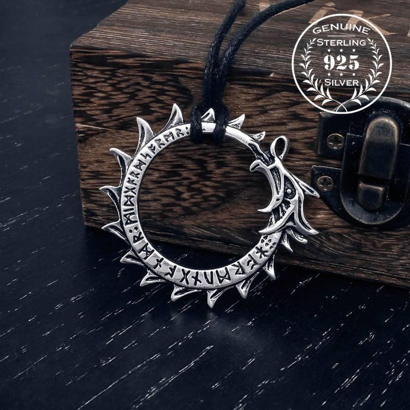 Viking Rune Serpent Pendant - STERLING SILVER Norse Jormungandr Amulet ...