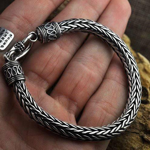 Viking Chain Bracelet - STERLING SILVER Norse Weave Wristband