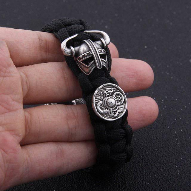 Shield and Helm Paracord Bracelet - Stainless Steel - Norsegarde