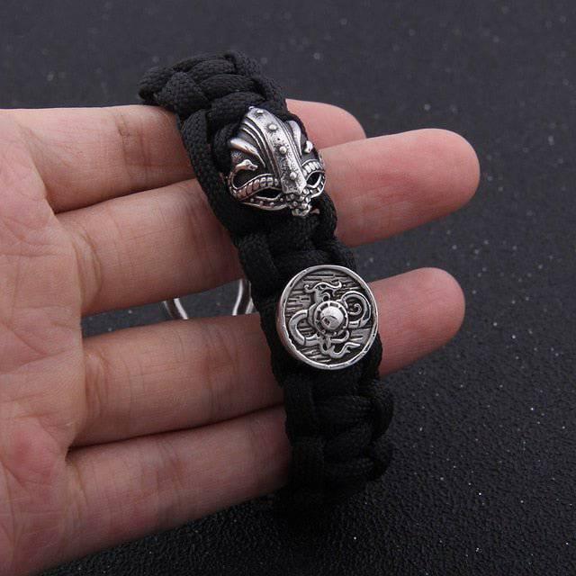Shield and Helm Paracord Bracelet - Stainless Steel - Norsegarde
