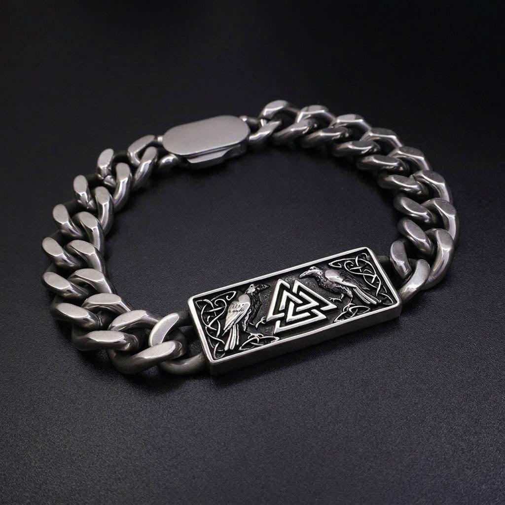 Ravens of Valhalla Heavy Chain Bracelet - Stainless Steel
