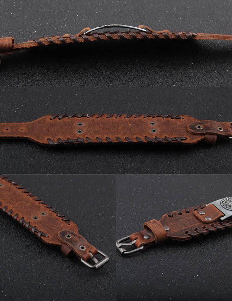 Vegvisir Rune Leather Wrap Bracelet - Norsegarde